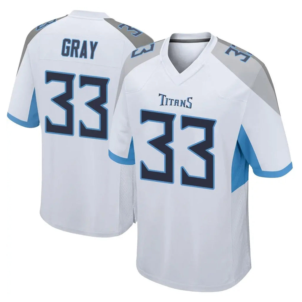 Tocy T.Titans #33 Cedric Gray Player White Home Game Stitched Jerseys