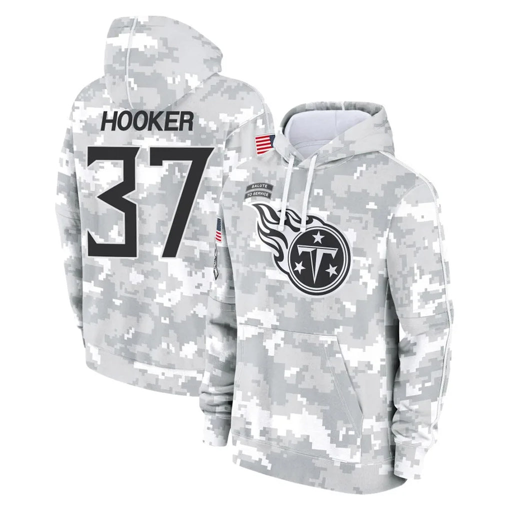 Tocy T.Titans #37 Amani Hooker Player Camo Arctic Salute to Service Pullover Hoodies Home Game Stitched Jerseys