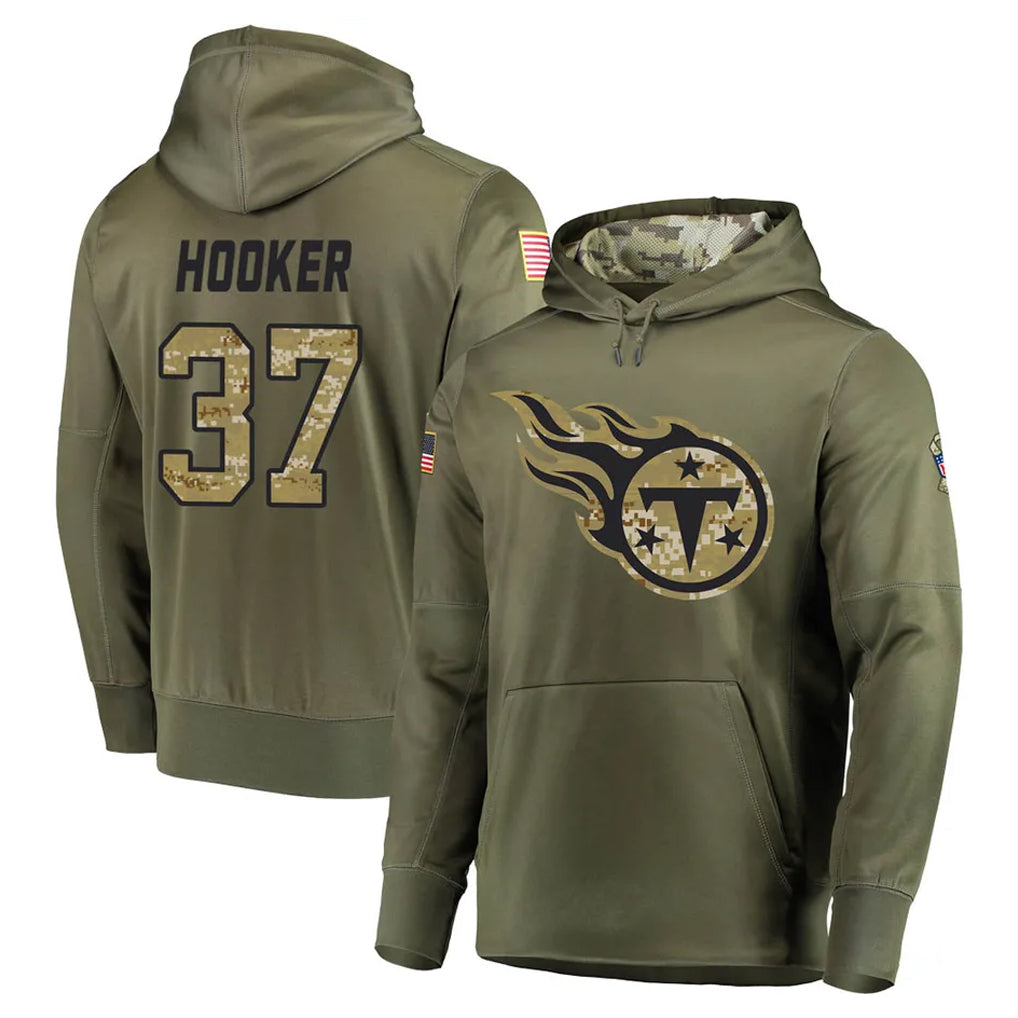 Tocy T.Titans #37 Amani Hooker Player Olive Salute to Service Pullover Hoodies Home Game Stitched Jerseys