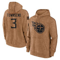 Tocy T.Titans #3 Tommy Townsend Player Brown Salute To Service Club Pullover Hoodies Home Game Stitched Jerseys