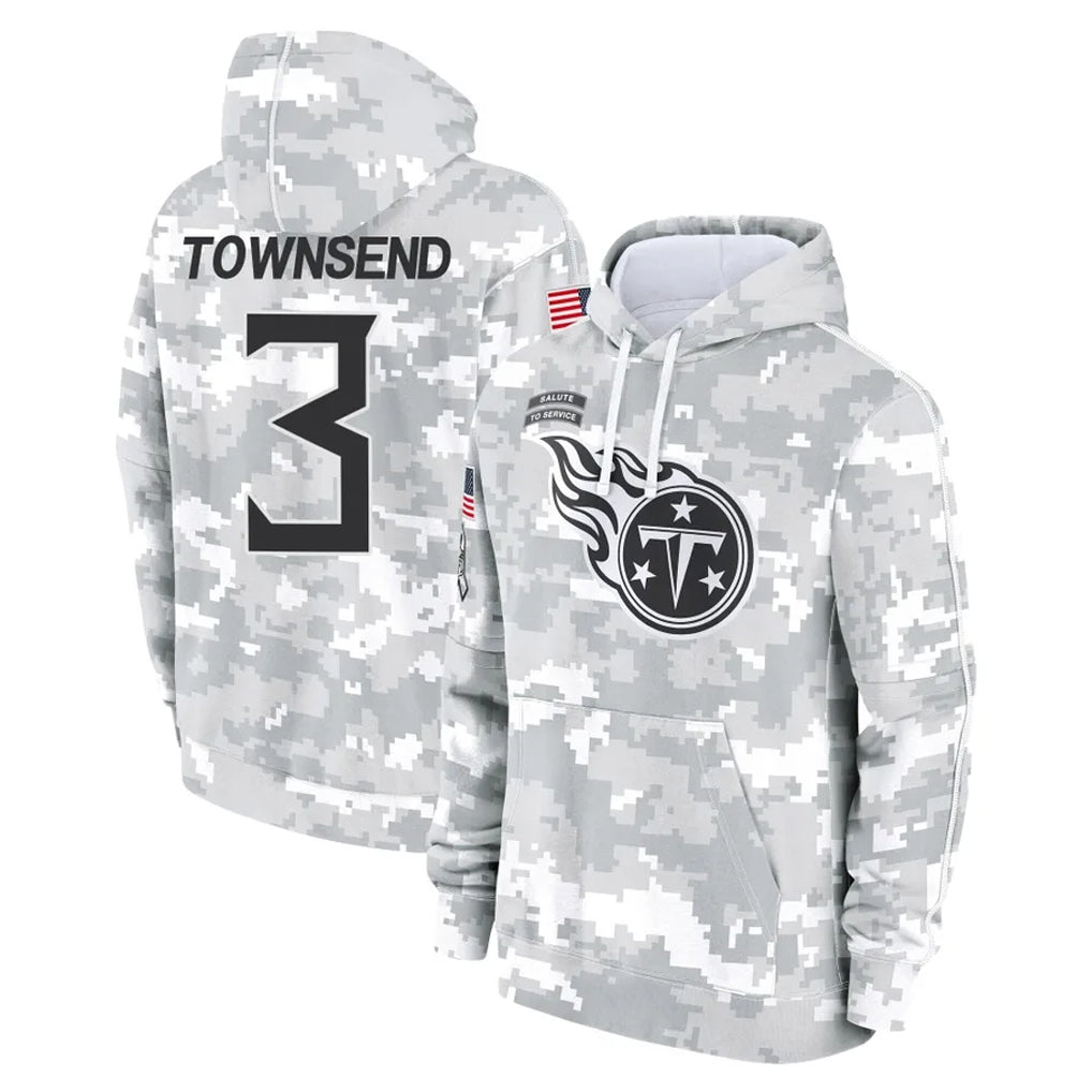 Tocy T.Titans #3 Tommy Townsend Player Camo Arctic Salute to Service Pullover Hoodies Home Game Stitched Jerseys