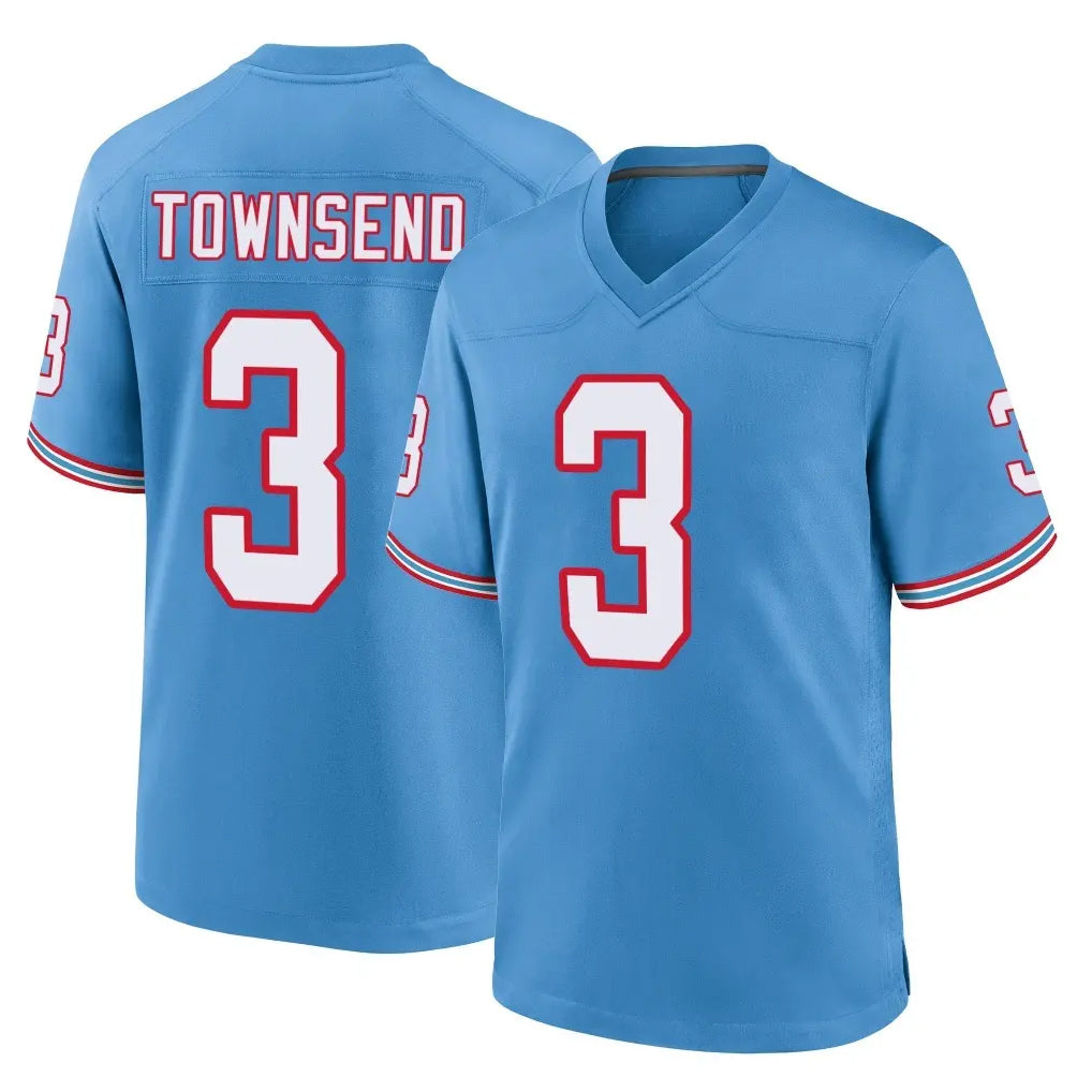 Tocy T.Titans #3 Tommy Townsend Player Light Blue Oilers Throwback Home Game Stitched Jerseys