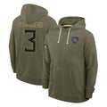 Tocy T.Titans #3 Tommy Townsend Player Olive Salute to Service Hoodies Home Game Stitched Jerseys