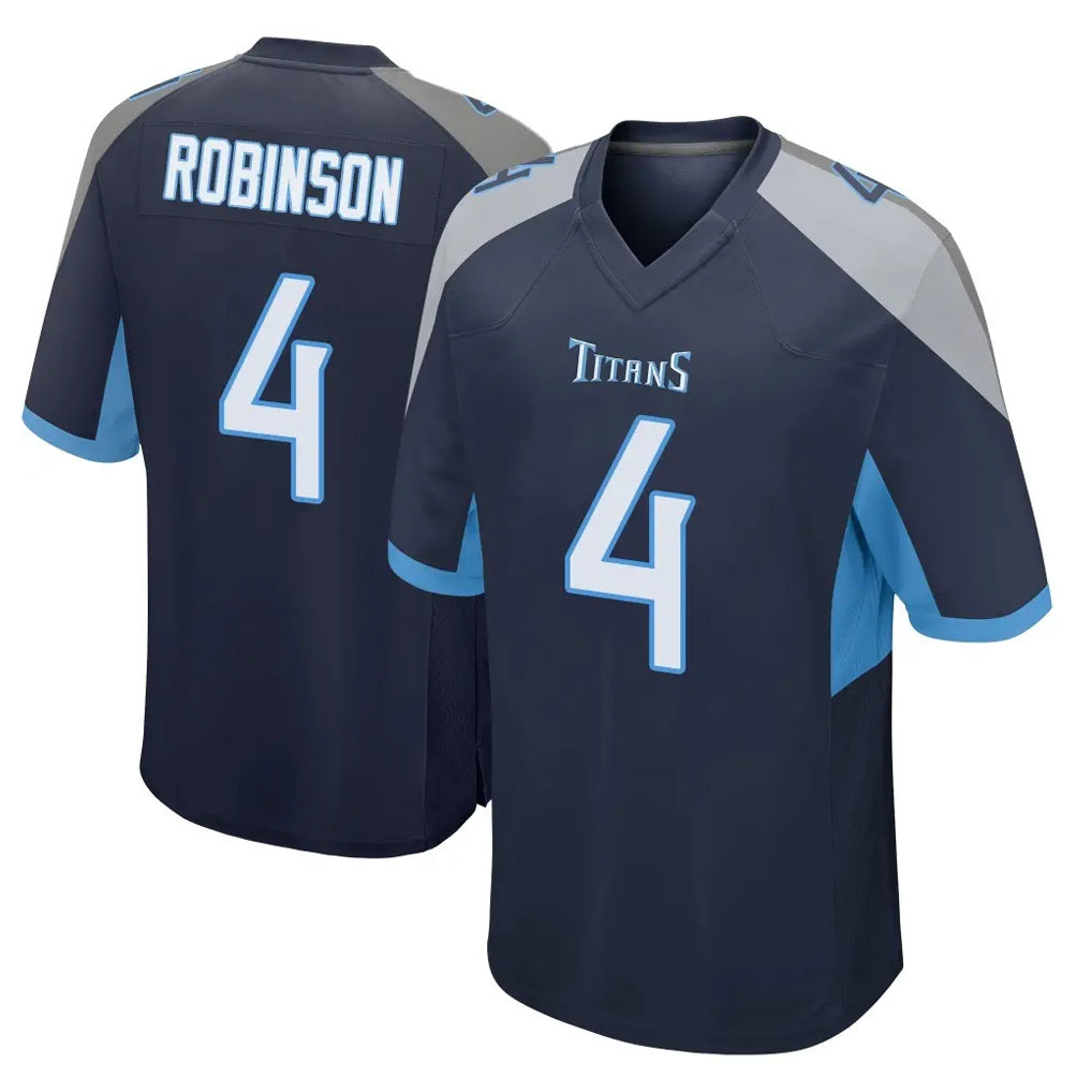 Tocy T.Titans #4 Wan'Dale Robinson Player Navy Home Game Stitched Jerseys