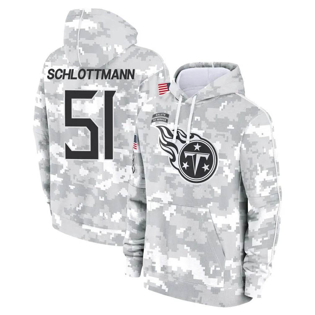 Tocy T.Titans #51 Austin Schlottmann Player Camo Arctic Salute to Service Pullover Hoodies Home Game Stitched Jerseys