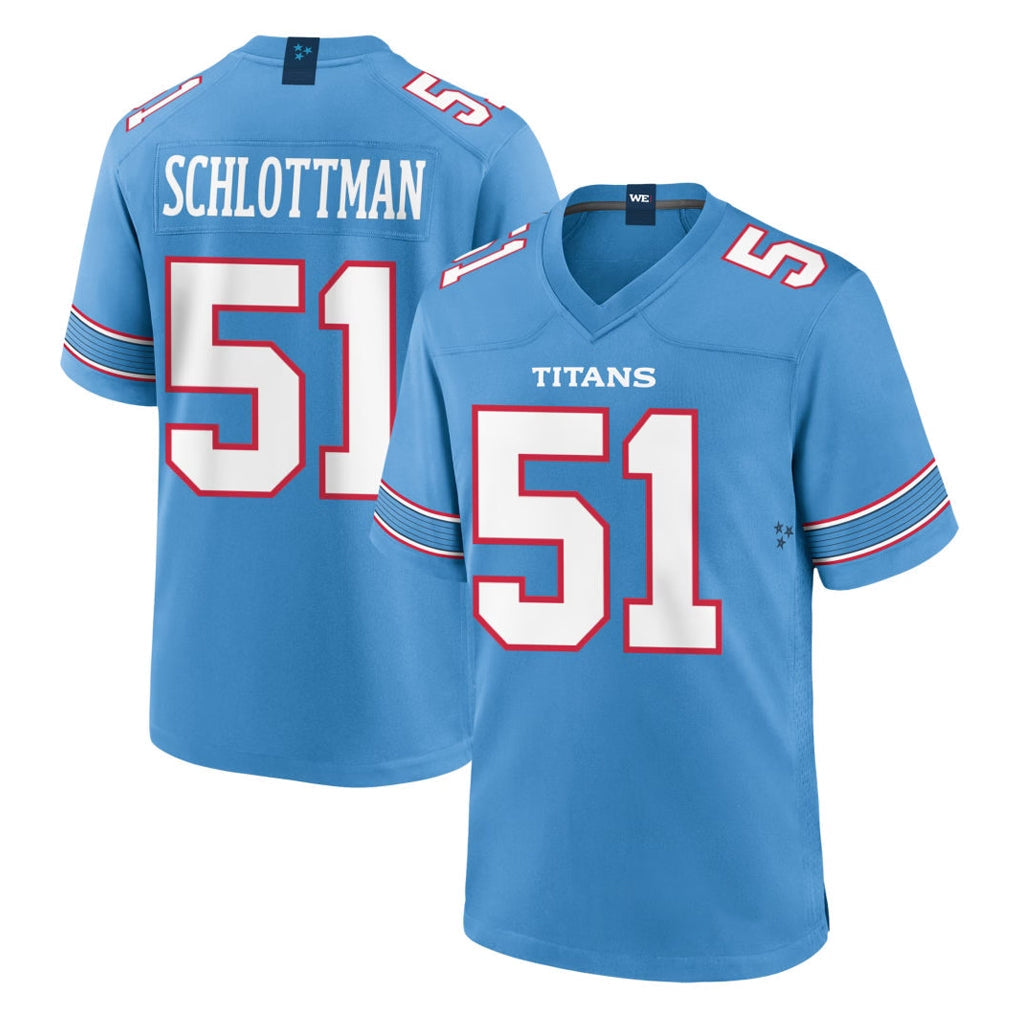 Tocy T.Titans #51 Austin Schlottmann Player Light Blue 2026 Game Home Stitched Jerseys