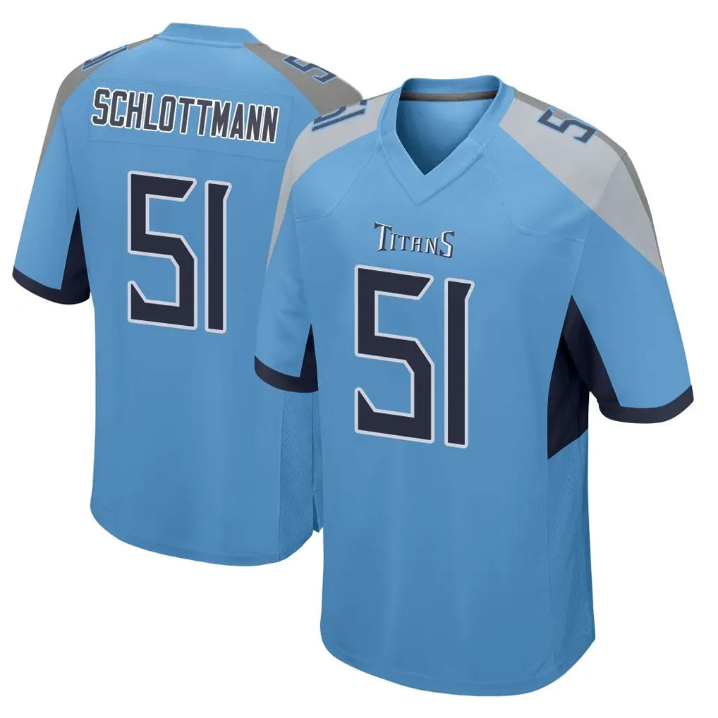 Tocy T.Titans #51 Austin Schlottmann Player Light Blue Home Game Stitched Jerseys