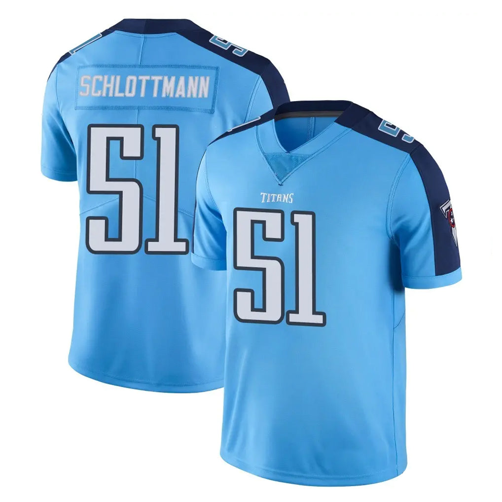 Tocy T.Titans #51 Austin Schlottmann Player Light Blue Limited Color Rush Home Game Stitched Jerseys