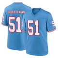 Tocy T.Titans #51 Austin Schlottmann Player Light Blue Oilers Throwback Home Game Stitched Jerseys