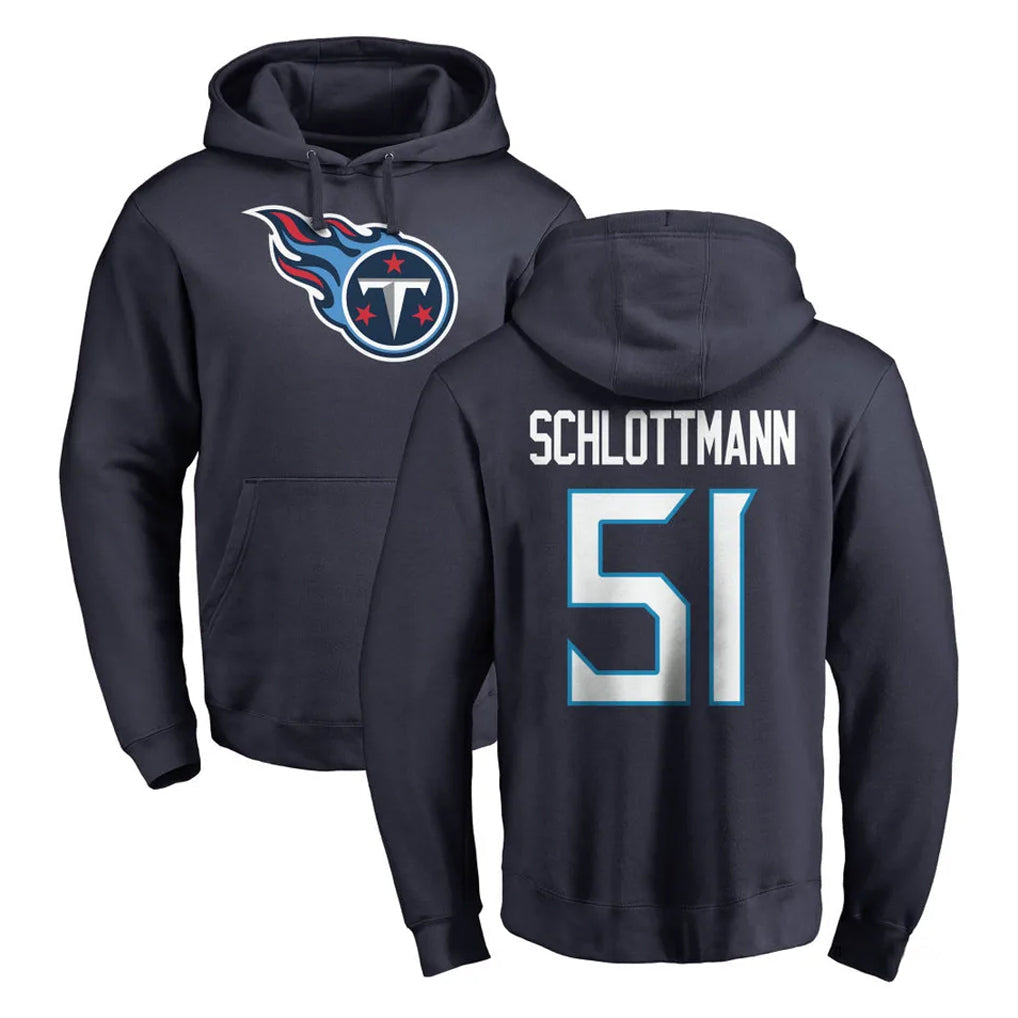 Tocy T.Titans #51 Austin Schlottmann Player Navy Logo Pullover Hoodies Home Game Stitched Jerseys