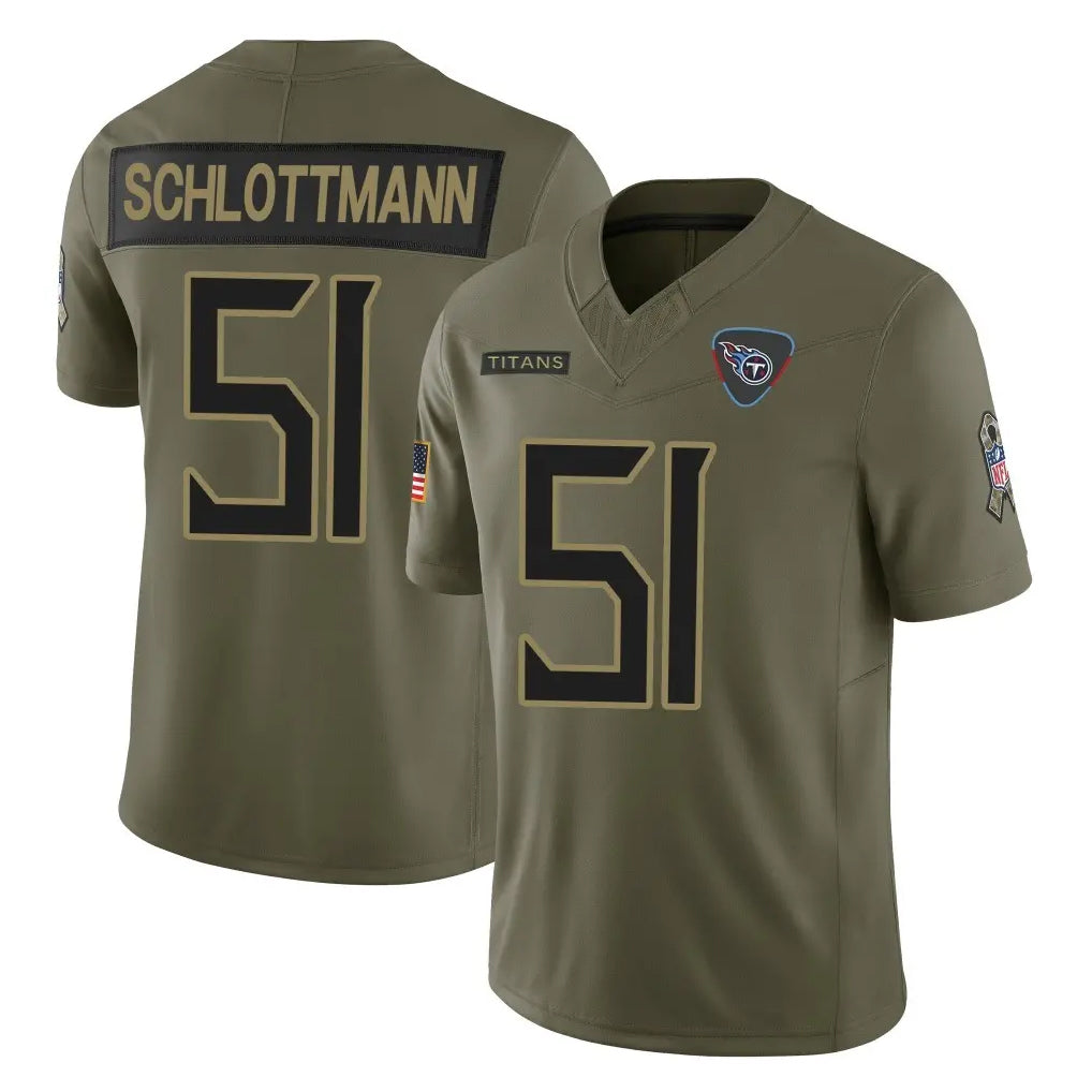 Tocy T.Titans #51 Austin Schlottmann Player Olive Limited 2025 Salute to Service Home Game Stitched Jerseys