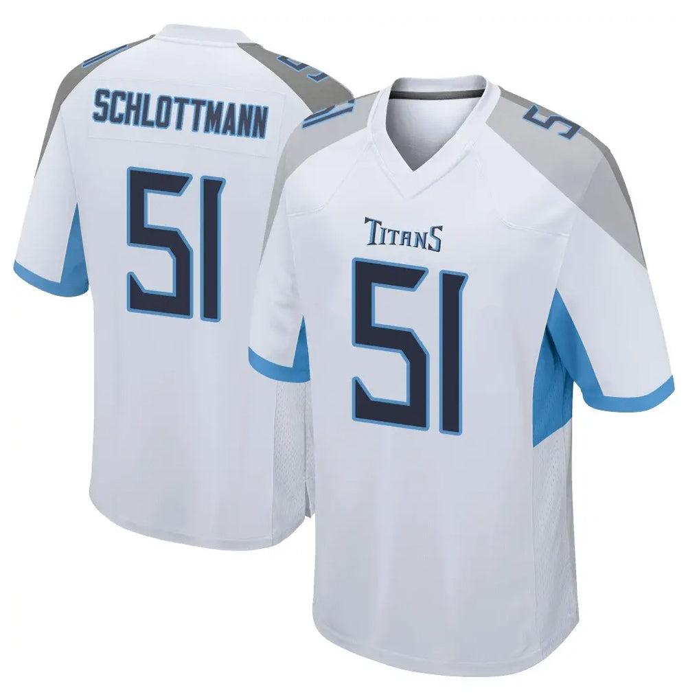Tocy T.Titans #51 Austin Schlottmann Player White Home Game Stitched Jerseys