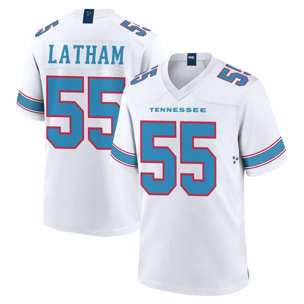 Tocy T.Titans #55 JC Latham Player White 2026 Game Home Stitched Jerseys