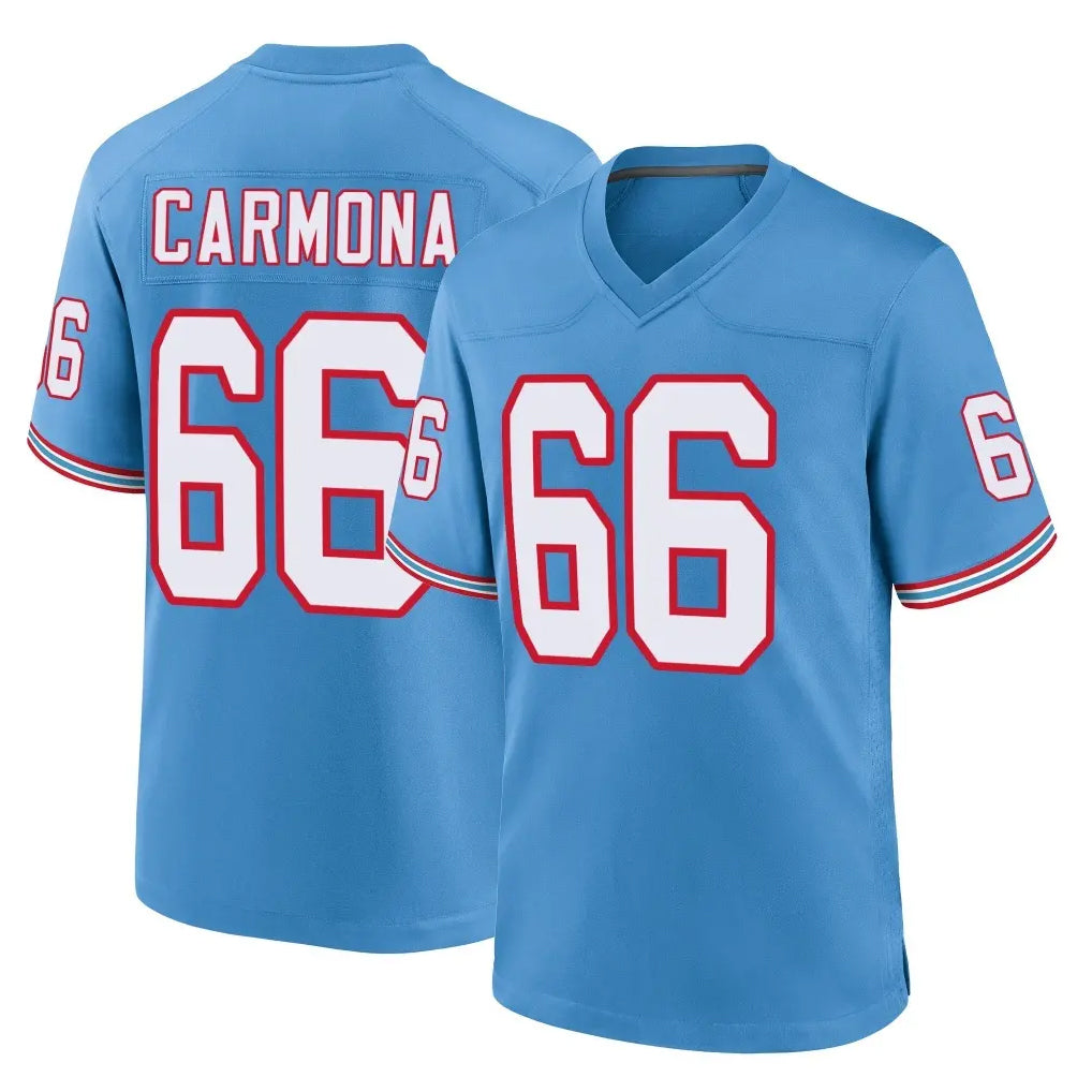 Tocy T.Titans #66 Fernando Carmona Jr. Player Light Blue Oilers Throwback Home Game Stitched Jerseys