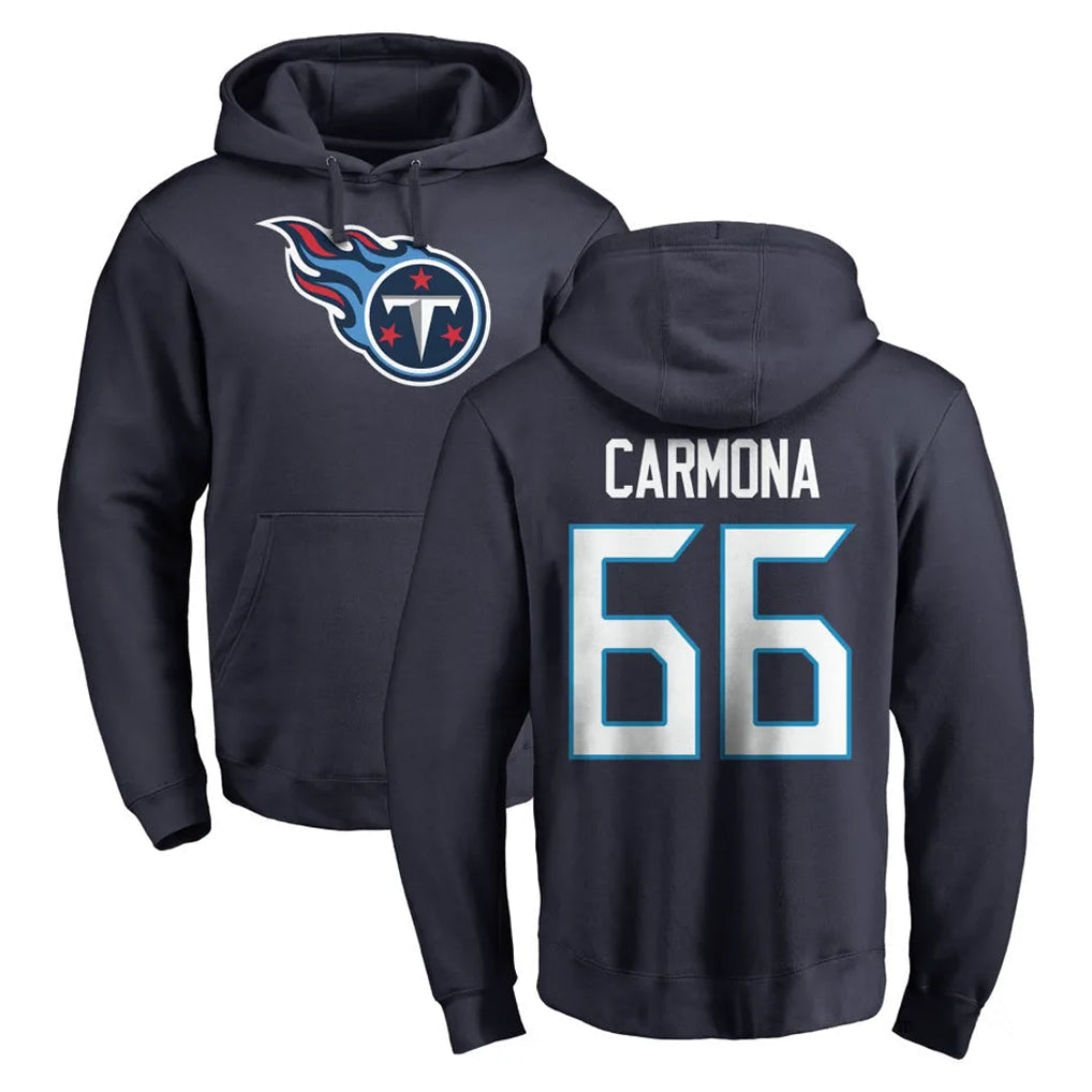 Tocy T.Titans #66 Fernando Carmona Jr. Player Navy Logo Pullover Hoodies Home Game Stitched Jerseys