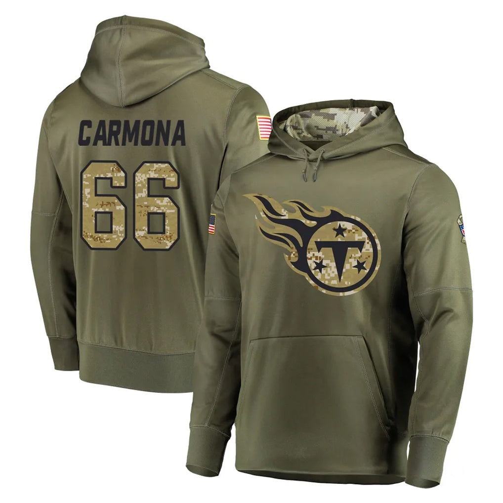 Tocy T.Titans #66 Fernando Carmona Jr. Player Olive Salute to Service Pullover Hoodies Home Game Stitched Jerseys