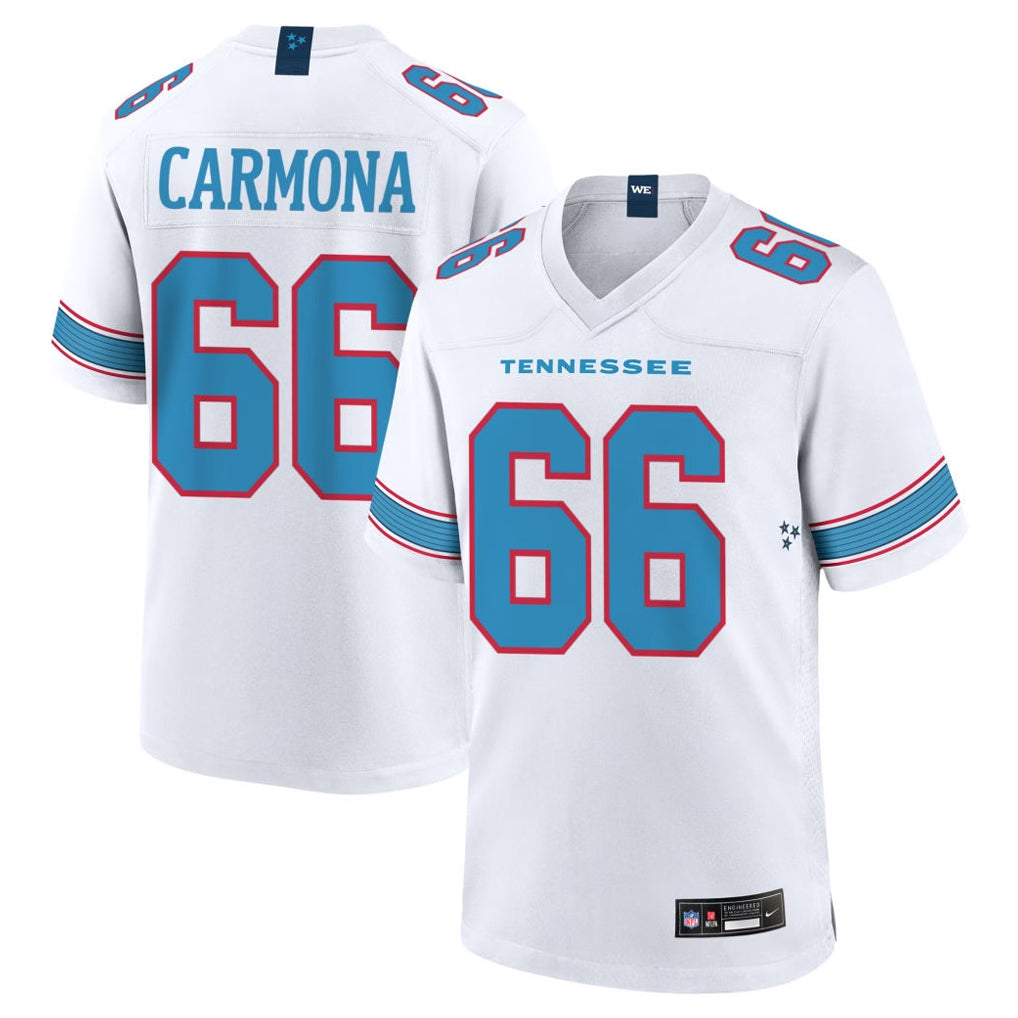 Tocy T.Titans #66 Fernando Carmona Jr. Player White 2026 Game Home Stitched Jerseys