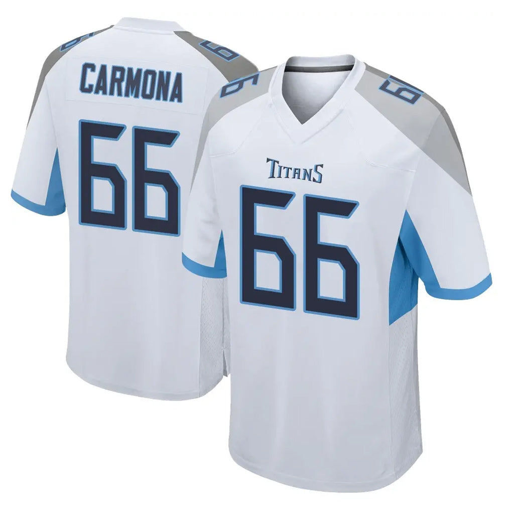 Tocy T.Titans #66 Fernando Carmona Jr. Player White Home Game Stitched Jerseys