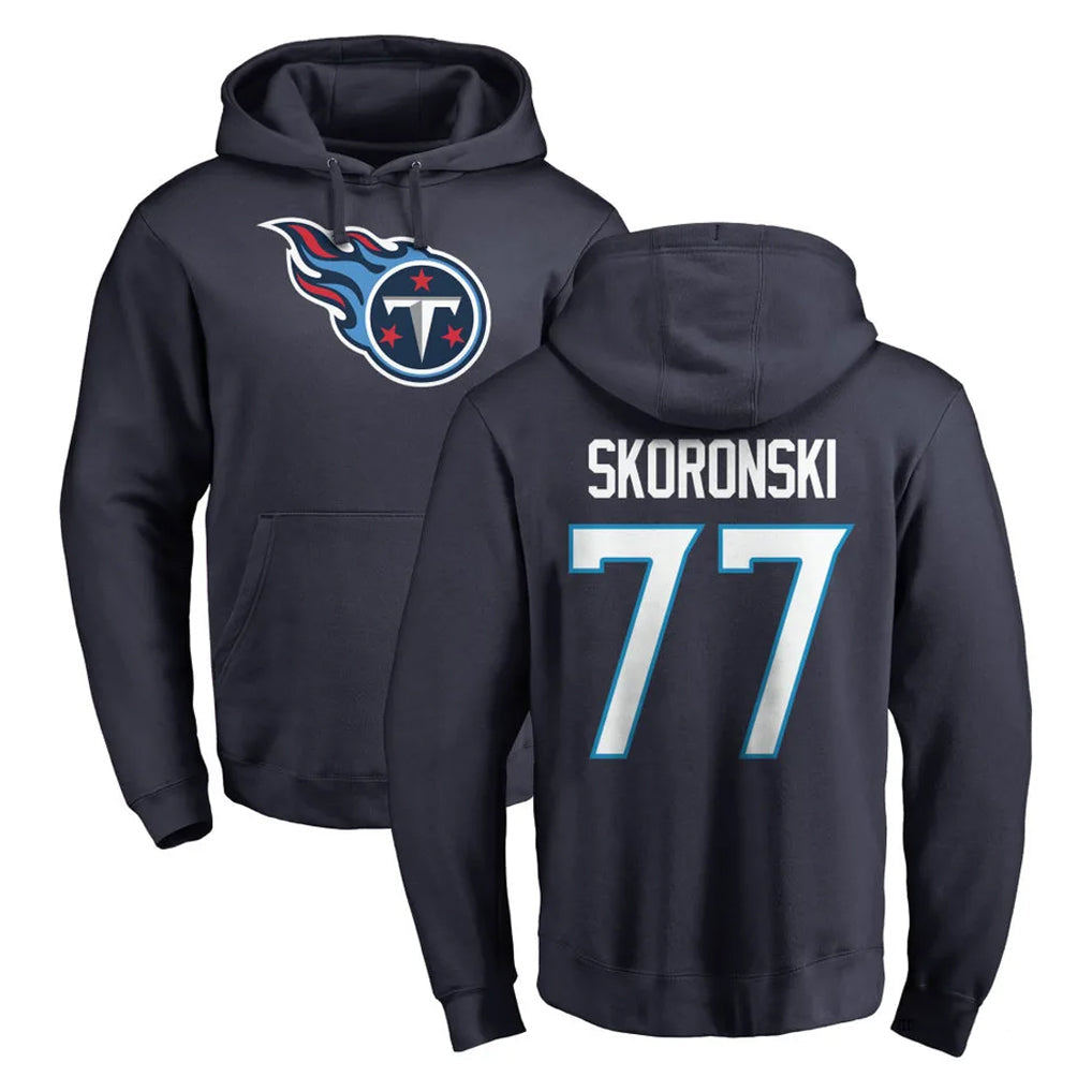 Tocy T.Titans #77 Peter Skoronski Player Navy Logo Pullover Hoodies Home Game Stitched Jerseys