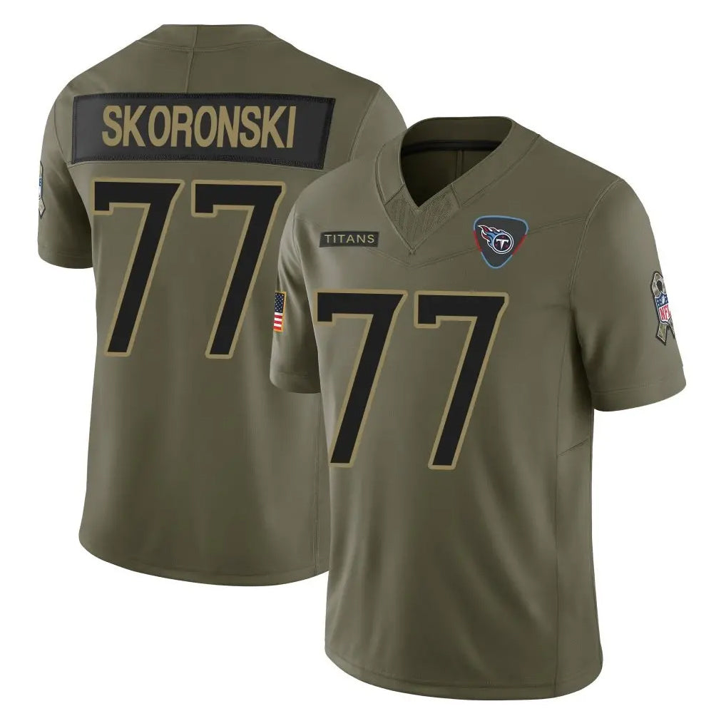 Tocy T.Titans #77 Peter Skoronski Player Olive Limited 2025 Salute to Service Home Game Stitched Jerseys
