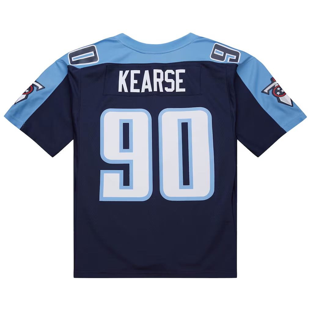 Tocy T.Titans #90 Jevon Kearse Mitchell & Ness Navy 1999 Legacy Replica Jersey Tennessee Titans Jevon Kearse Mitchell & Ness Navy 1999 Legacy Replica Jersey