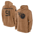 Tocy T.Titans #91 John Franklin-Myers Player Brown Salute To Service Club Pullover Hoodies Home Game Stitched Jerseys