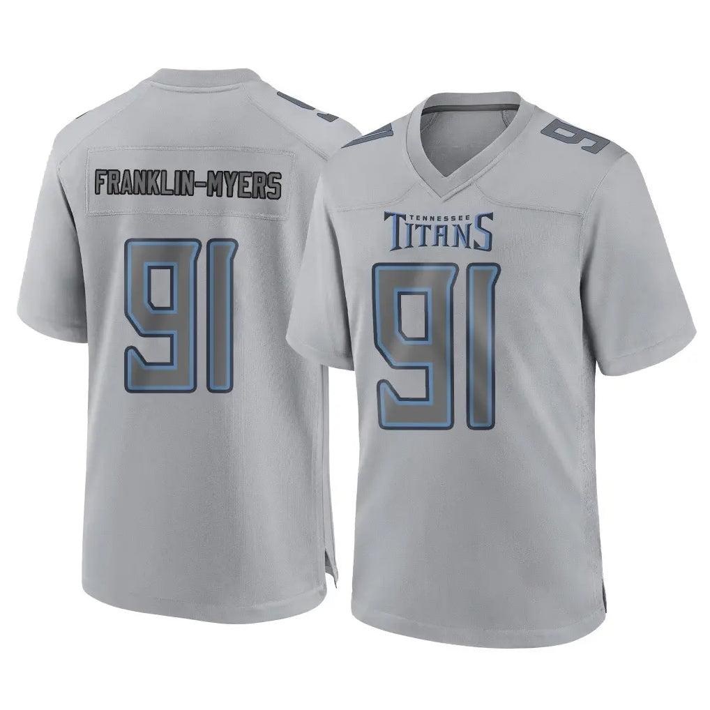 Tocy T.Titans #91 John Franklin-Myers Player Gray Atmosphere Fashion Home Game Stitched Jerseys