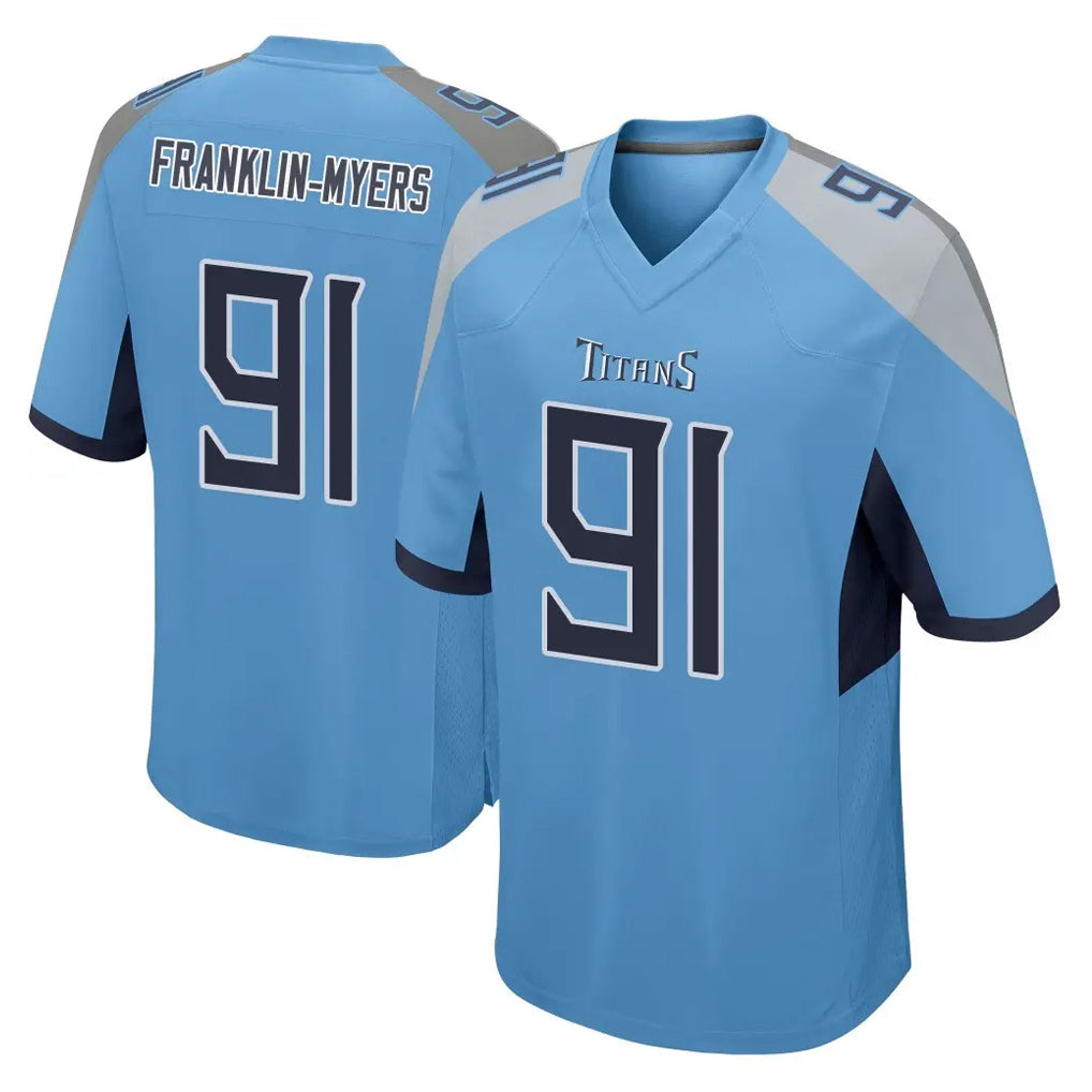 Tocy T.Titans #91 John Franklin-Myers Player Light Blue Home Game Stitched Jerseys