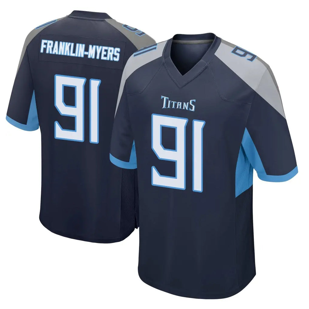 Tocy T.Titans #91 John Franklin-Myers Player Navy Home Game Stitched Jerseys