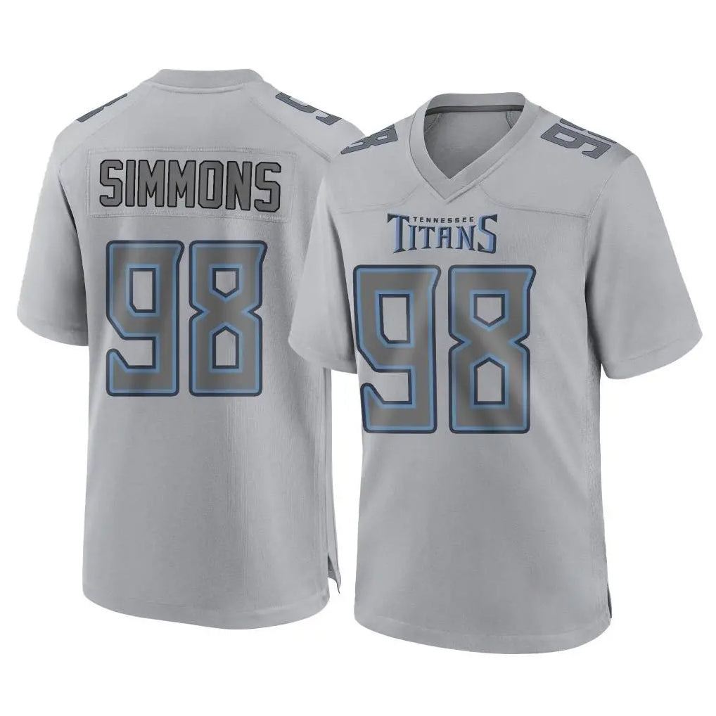 Tocy T.Titans #98 Jeffery Simmons Player Gray Atmosphere Fashion Home Game Stitched Jerseys
