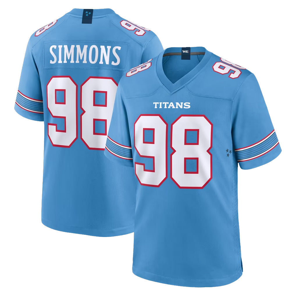 Tocy T.Titans #98 Jeffery Simmons Player Light Blue 2026 Game Home Stitched Jerseys