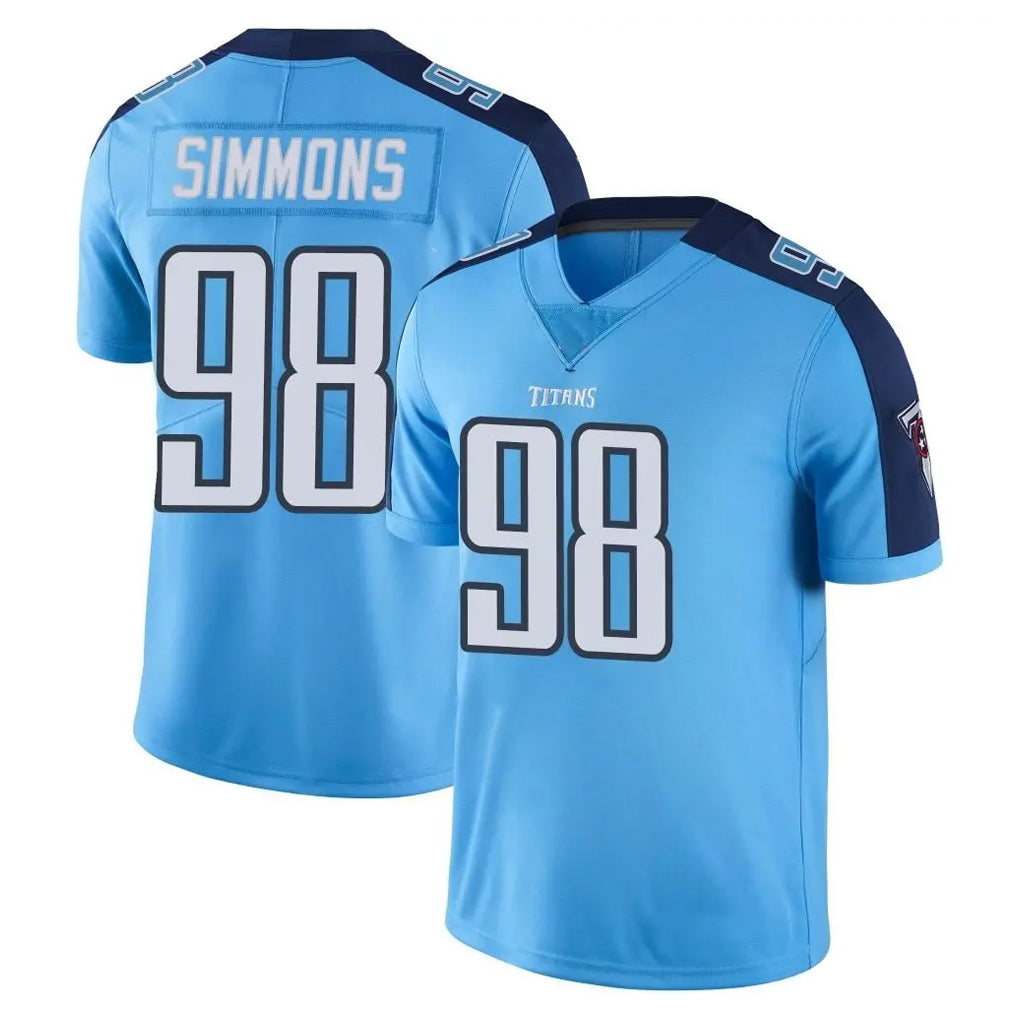 Tocy T.Titans #98 Jeffery Simmons Player Light Blue Limited Color Rush Home Game Stitched Jerseys