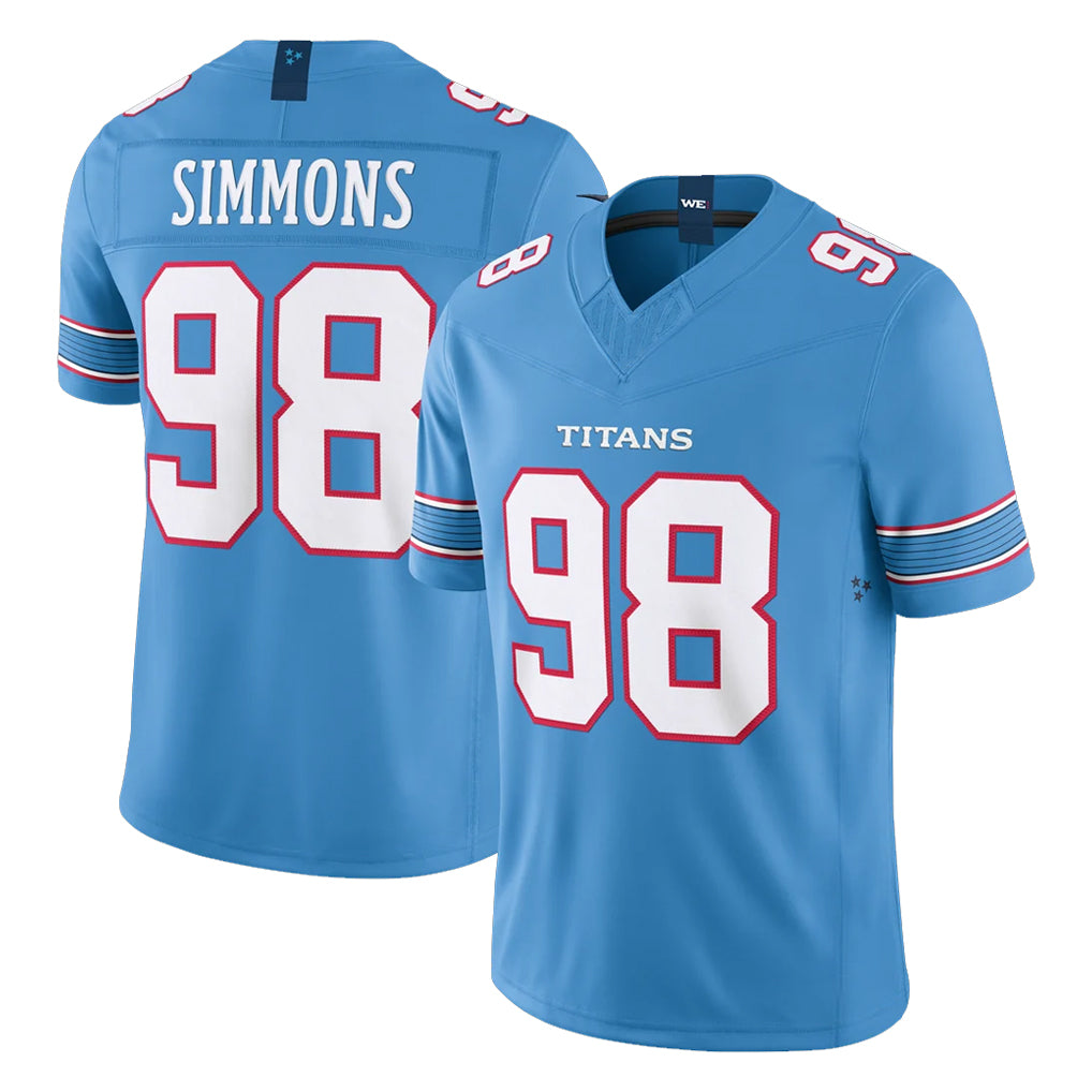 Tocy T.Titans #98 Jeffery Simmons Player Light Blue Team Vapor F.U.S.E. Limited Home Game Stitched Jerseys
