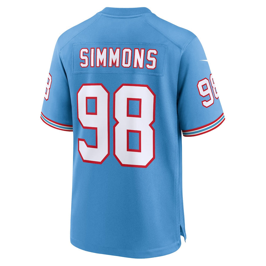 tocy T.Titans #98 Jeffery Simmons Player Light Blue Throwback Alternate Game Stitched Jerseys