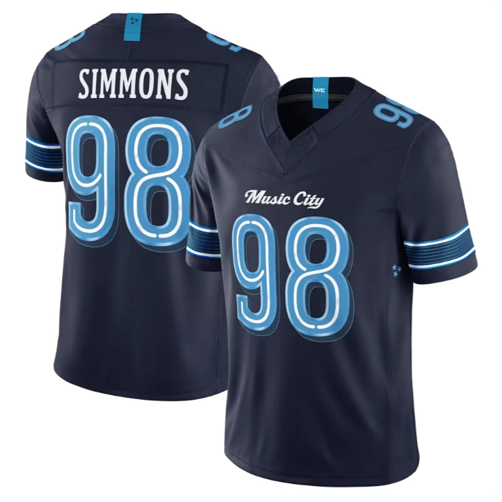 Tocy T.Titans #98 Jeffery Simmons Player Navy 2026 Rivalries Collection Limited Home Game Stitched Jerseys