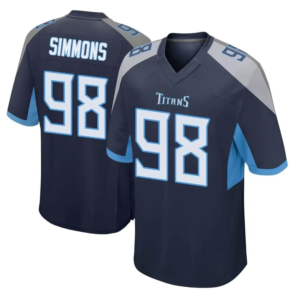 Tocy T.Titans #98 Jeffery Simmons Player Navy Home Game Stitched Jerseys