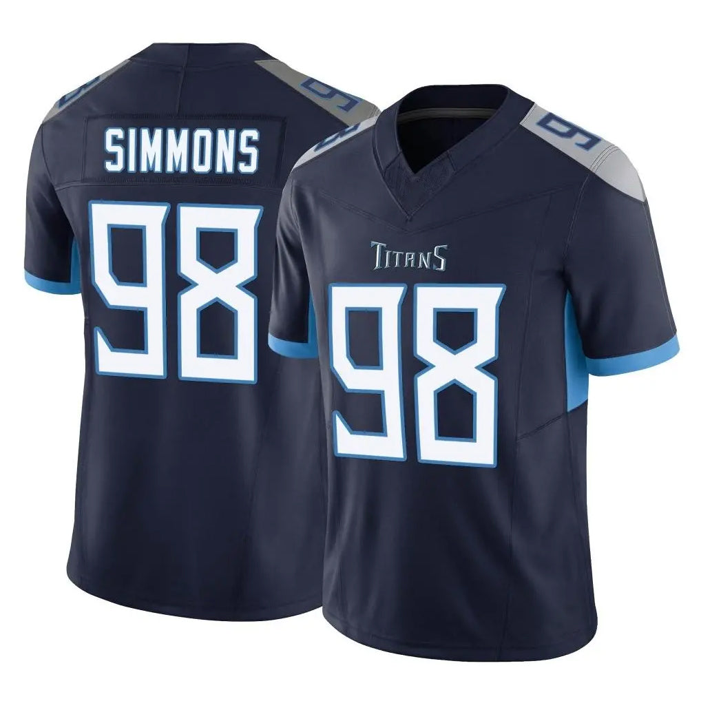 Tocy T.Titans #98 Jeffery Simmons Player Navy Limited Vapor F.U.S.E. Home Game Stitched Jerseys