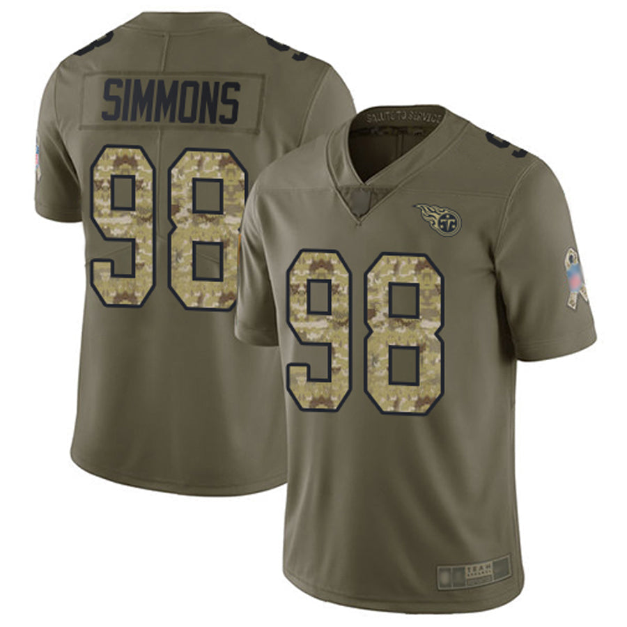 tocy T.Titans #98 Jeffery Simmons Player Olive Salute To Service Limited Stitched Jerseys