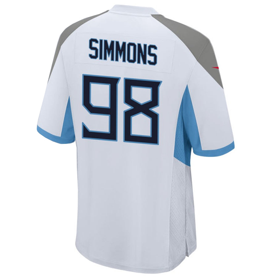 tocy T.Titans #98 Jeffery Simmons Player White Home Game Stitched Jerseys