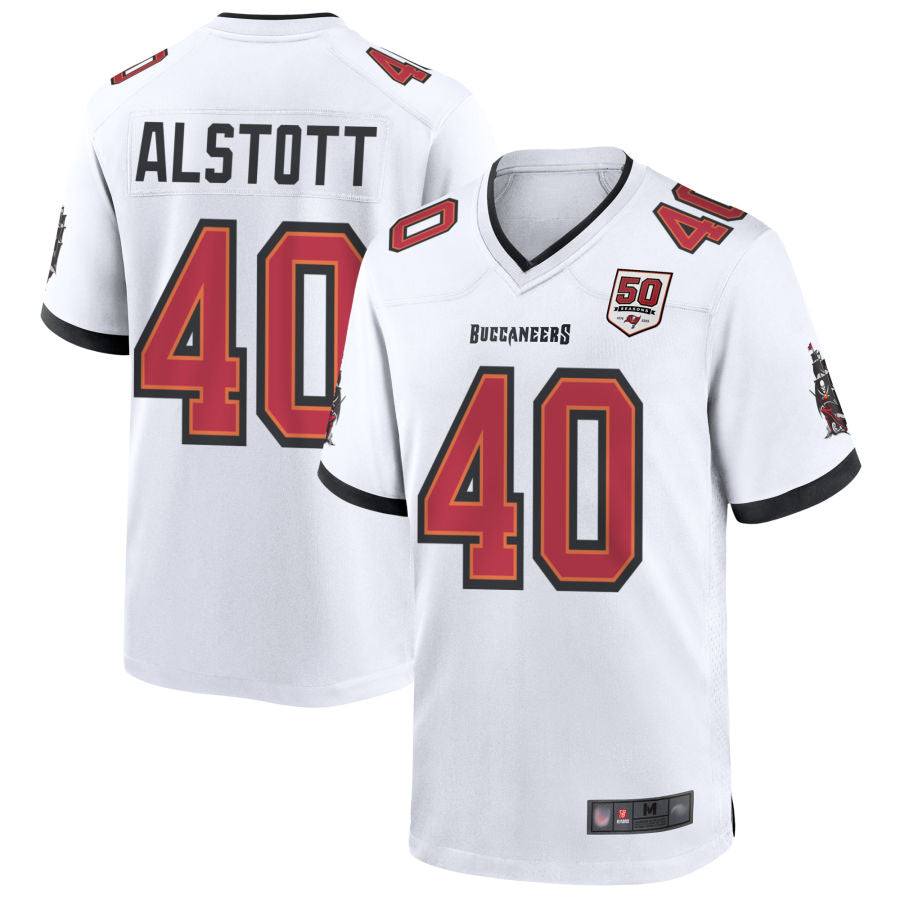 tocy TB.Buccaneers #40 Mike Alstott Player White 50th Anniversary Game Stitched Jerseys
