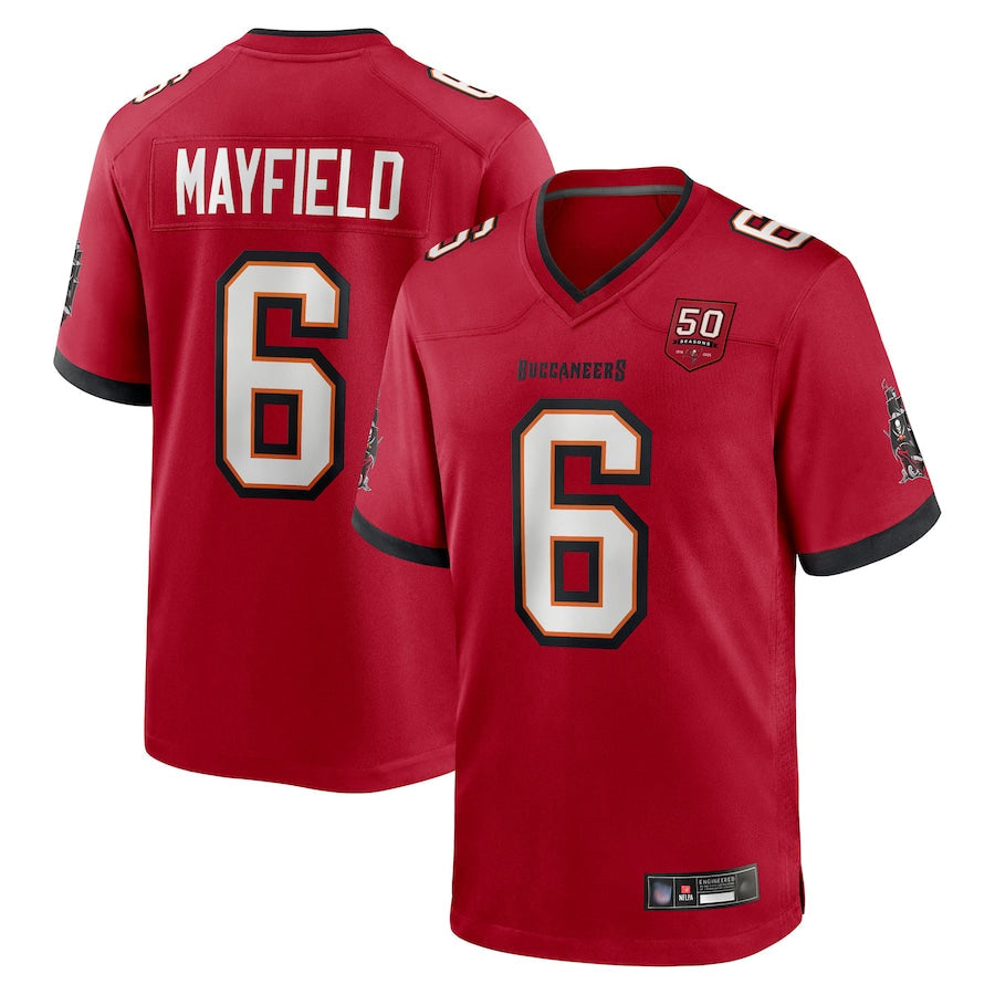 tocy TB.Buccaneers #6 Baker Mayfield Player Red 50th Anniversary Game Stitched Jerseys