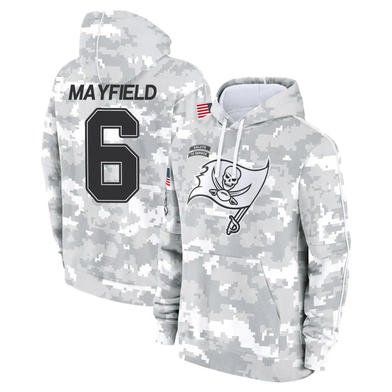 tocy TB.Buccaneers #6 Baker Mayfield Player Salute to Service Hoodies & T-Shirts Stitched Jerseys