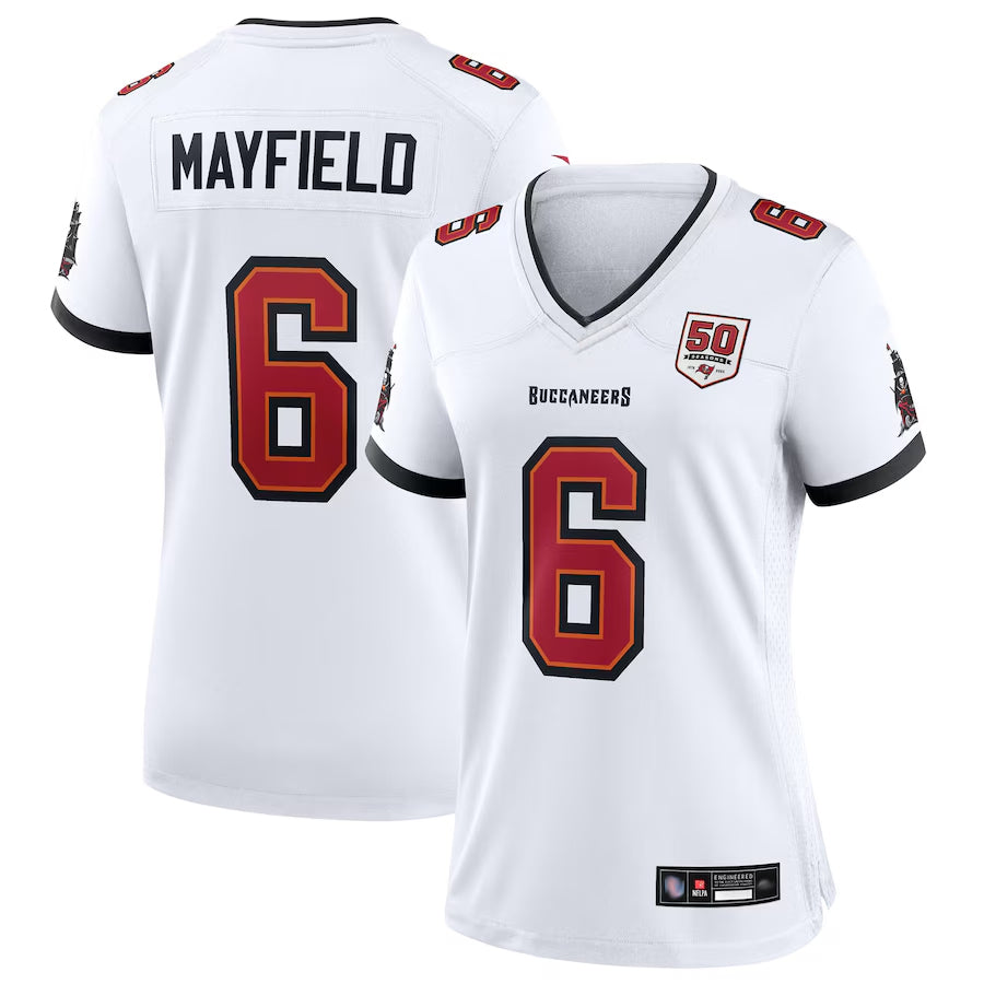 tocy TB.Buccaneers #6 Baker Mayfield Player White 50th Anniversary Game Stitched Jerseys