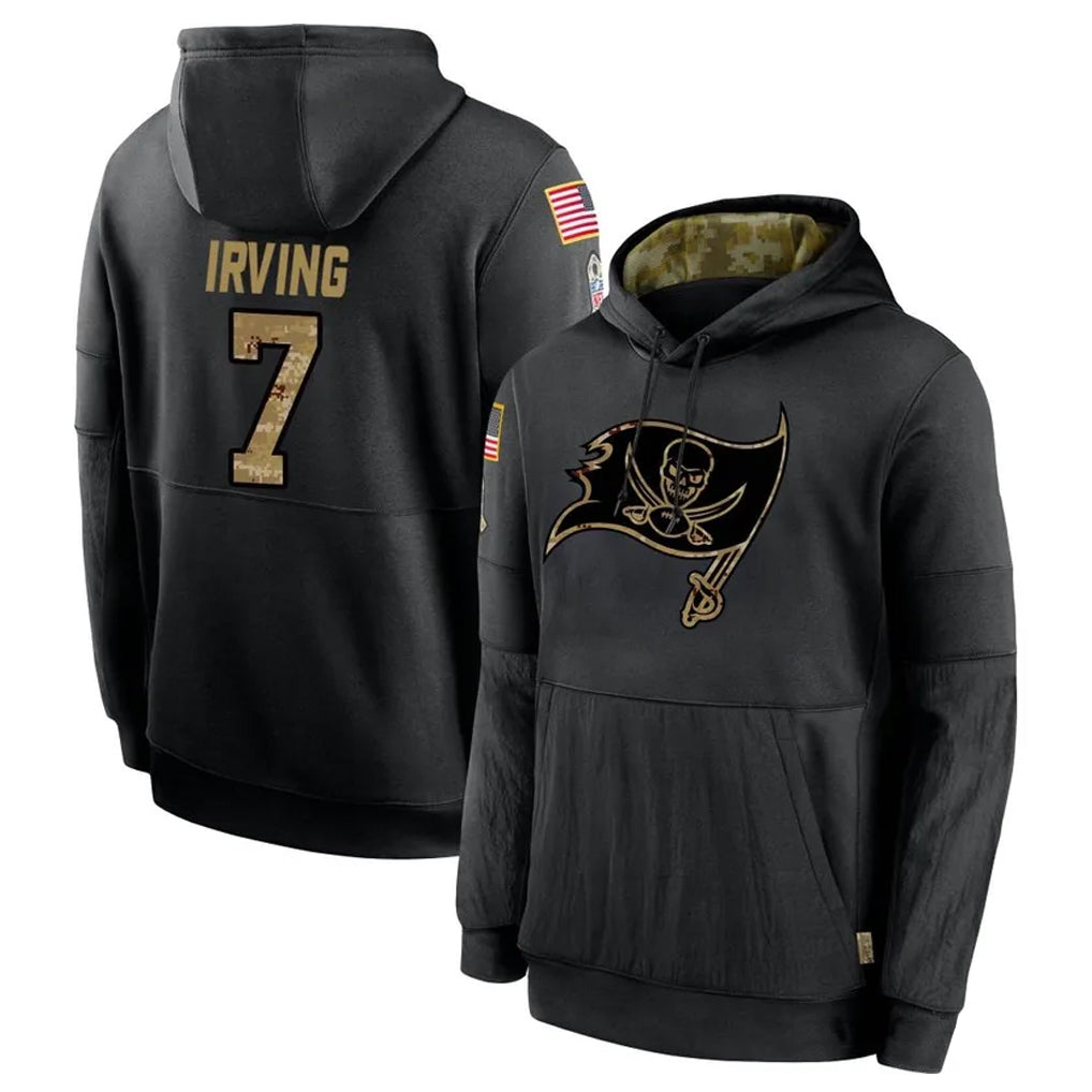tocy TB.Buccaneers #7 Bucky Irving Player Black Salute to Service Hoodies Stitched Jerseys
