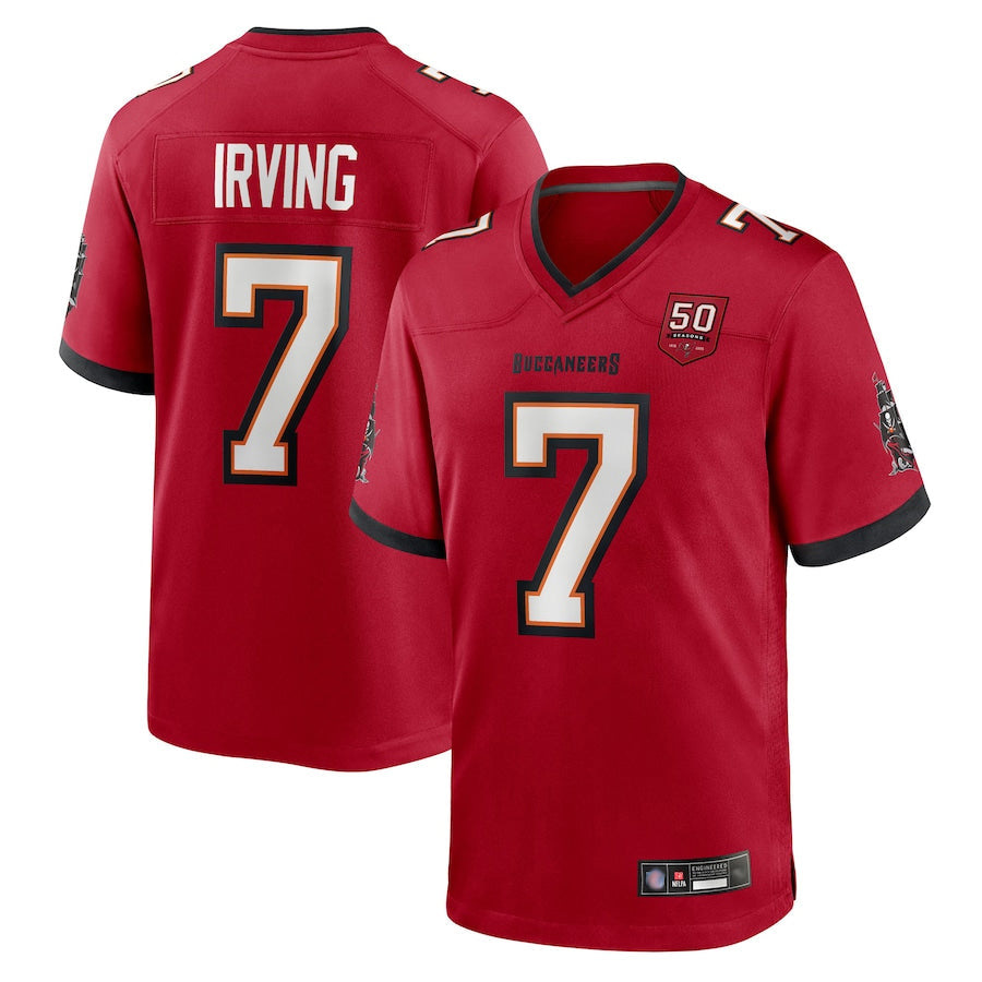tocy TB.Buccaneers #7 Bucky Irving Player Red 50th Anniversary Game Stitched Jerseys