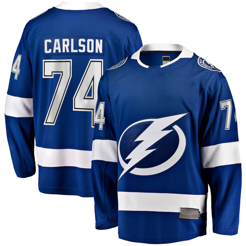 Tocy TB.Lightning #74 John Carlson Blue Home Breakaway Jerseys