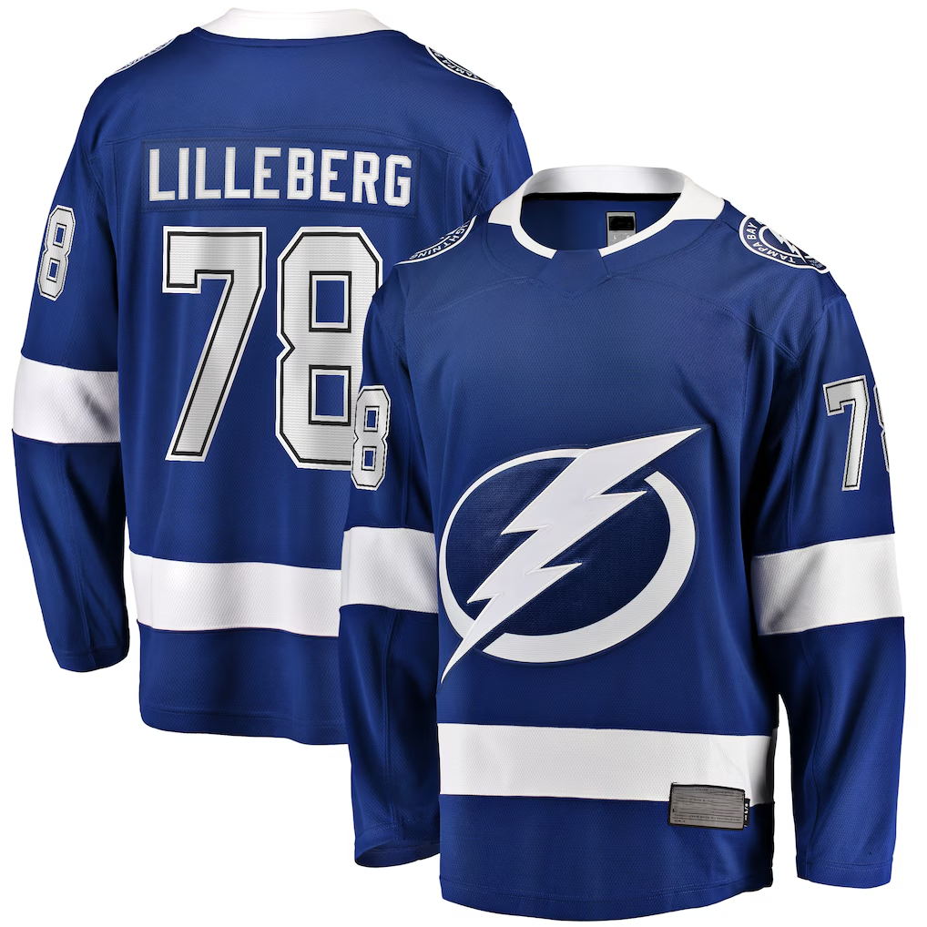 Tocy TB.Lightning #78 Emil Lilleberg Blue Home Premier Breakaway Player Jerseys
