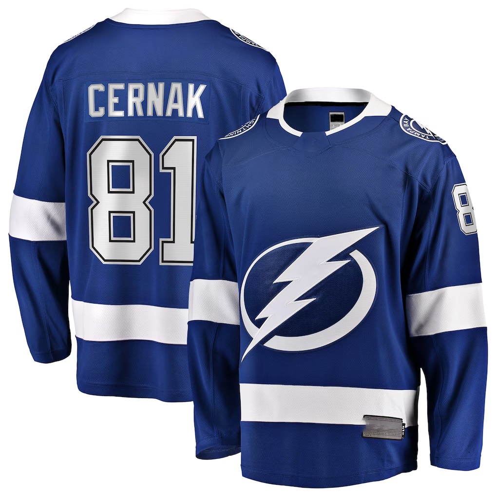 Tocy TB.Lightning #81 Erik Cernak Blue Home Breakaway Player Jerseys