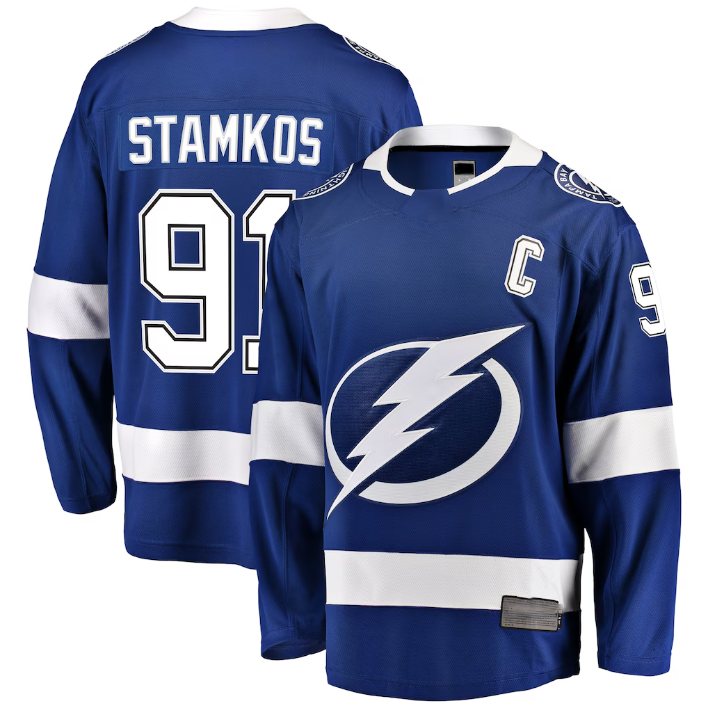 Tocy TB.Lightning #91 Steven Stamkos Blue Breakaway Player Jerseys