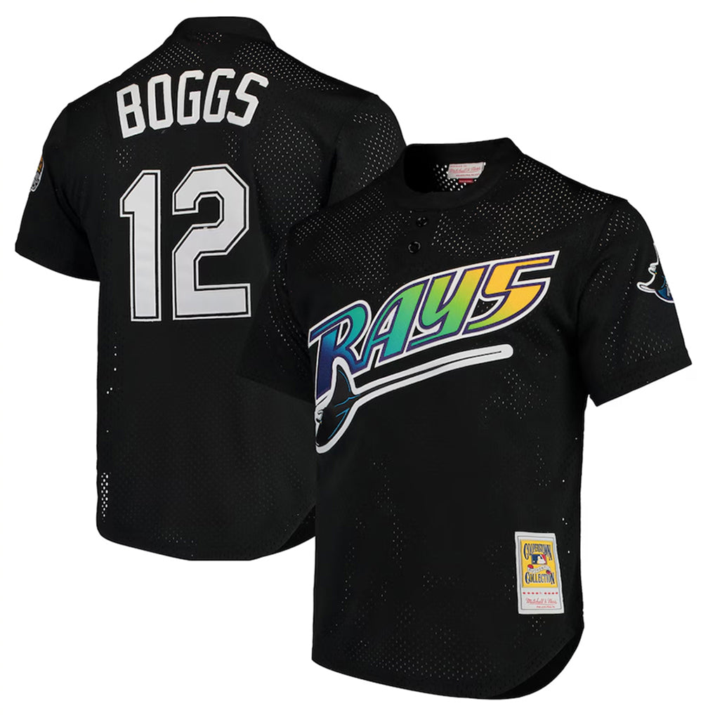tocy TB.Rays #12 Wade Boggs Player Black Mitchell & Ness Cooperstown Replica Stitched Jerseys